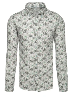 Pánska kvetinová biela košeľa FashionStreet DX2633