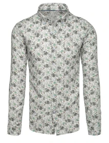 Pánska kvetinová biela košeľa FashionStreet DX2633