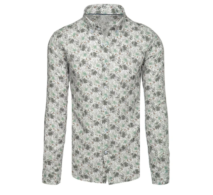 Pánska kvetinová biela košeľa FashionStreet DX2633