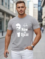 Pánske klasické bavlnené tričko so sivou potlačou FashionStreet NX5145R