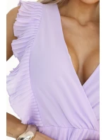 plisované šaty s volánky a výstřihem barva model 20952086 - numoco