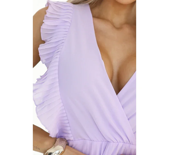 plisované šaty s volánky a výstřihem barva model 20952086 - numoco