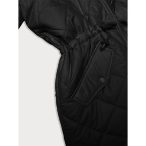Čierna obojstranná dámska bunda prešívaná-kožúšok (H-897-01)
