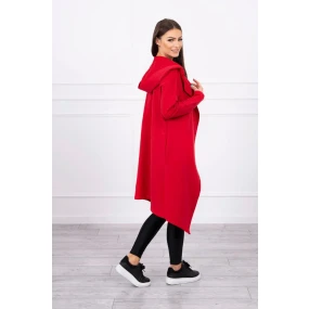 Dlouhý kabát s kapucí červený Dlouhý kabát s kapucí červený