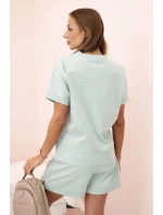 Dámska súprava punto s krátkymi rukávmi a šortkami dark mint Dámska súprava punto s krátkymi rukávmi a šortkami dark mint