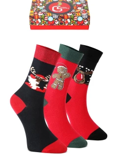 Unisex vianočné ponožky - sada 3 párov sobov, sušienok a Mikuláša