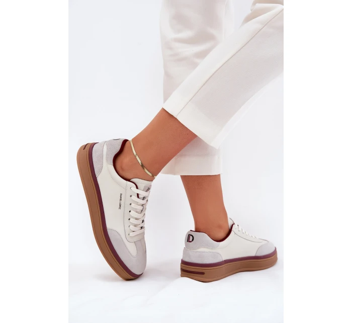 Skórzane Damskie Sneakersy Daniel Lopez Just Dare SS2D4008 Biało-Szare