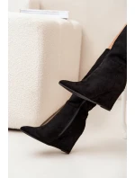 Ocieplane Kozaki Damskie Na Koturnie Czarne Rosina