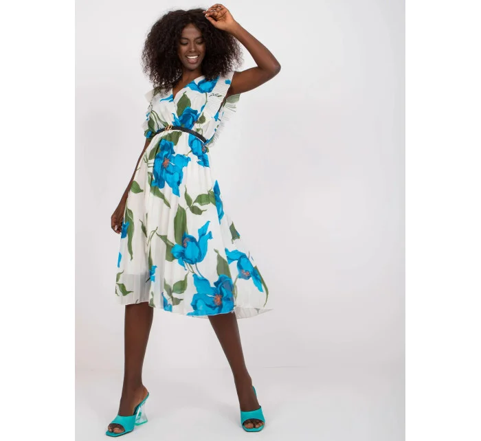 Dámske šaty DHJ SK N13198 2.64P modrá a biela - FPrice Dámske šaty DHJ SK N13198 2.64P modrá a biela - FPrice