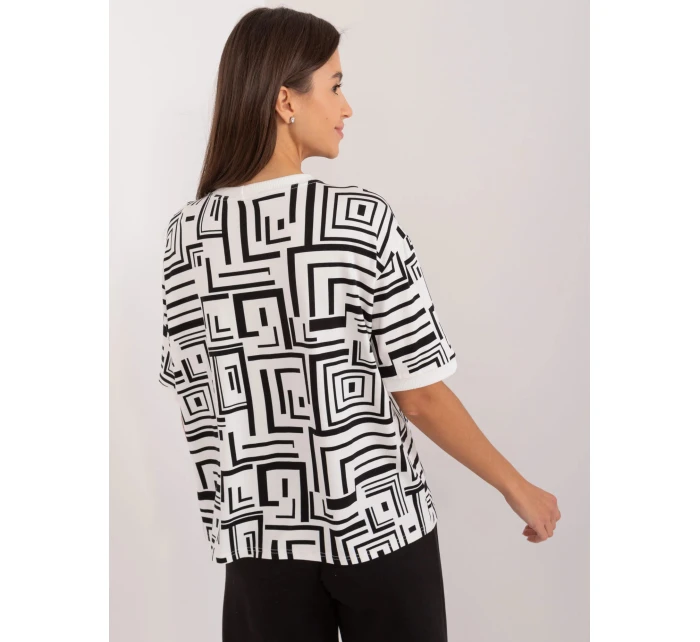 Dámska blúzka LK BZ 509697.27 Ecru s čiernou - FPrice