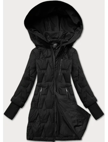 Dámska prešívaná prechodná bunda s pletenými rebrovanými manžetami Libland čierna (LD-7775) Dámska prešívaná prechodná bunda s pletenými rebrovanými manžetami Libland čierna (LD-7775)