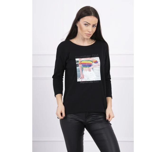 Blúzka s potlačou Summer Girl čierna
