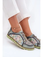 Kožené dámské polobotky s vzorem model 21692637 zelené - Maciejka