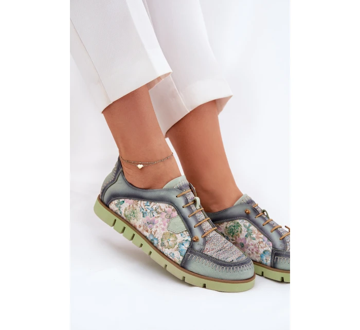 Kožené dámské polobotky s vzorem model 21692637 zelené - Maciejka