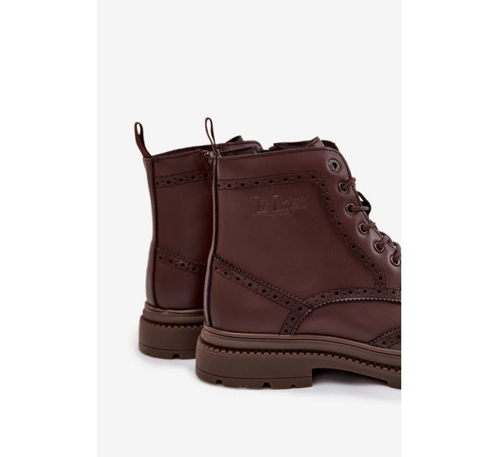 Kožené pánské boty Lee Cooper LCJ 25 33 3960 hnědé Botki Męskie