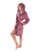 Dámský župan Flora s kapucí  krátký vínový  model 22002825 - Vestis