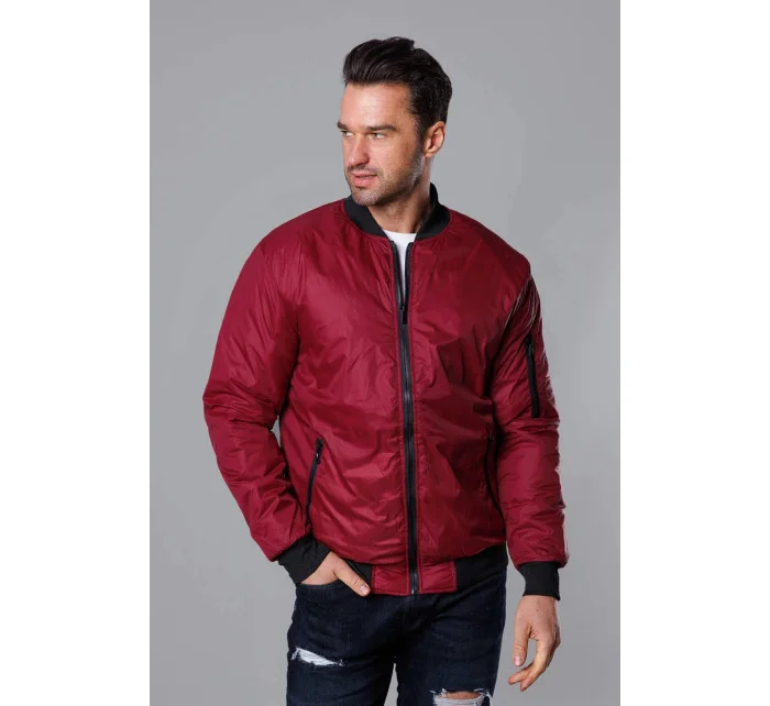 Pánska bunda typu "bomber" vo vínovej bordovej farbe s prešívanou podšívkou (AK95-6)