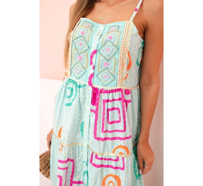Dámske bavlnené šaty s farebným mätovým vzorom