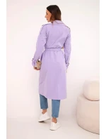 Dámský kabát v pase s límcem světle fialový