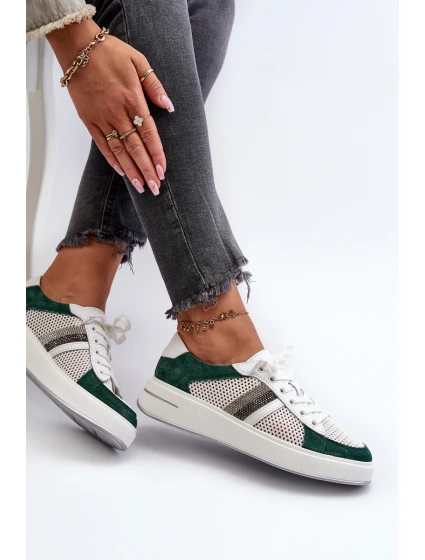 Dámské kožené tenisky D&A model 21659724 - S.Barski Dámské kožené tenisky D&A model 21659724 - S.Barski