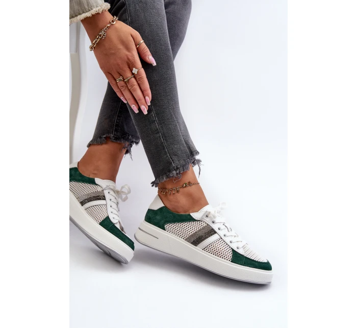 Dámské kožené tenisky D&A model 21659724 - S.Barski Dámské kožené tenisky D&A model 21659724 - S.Barski