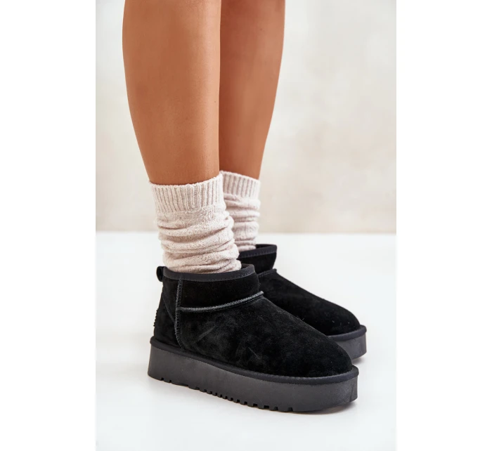 Dámské semišové sněhule na platformě černé model 21670434 - Boto