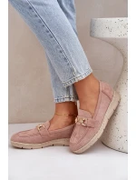 Ażurowe Mokasyny Ze Złotym Detalem I Jutową Plecionką Różowe Lainer