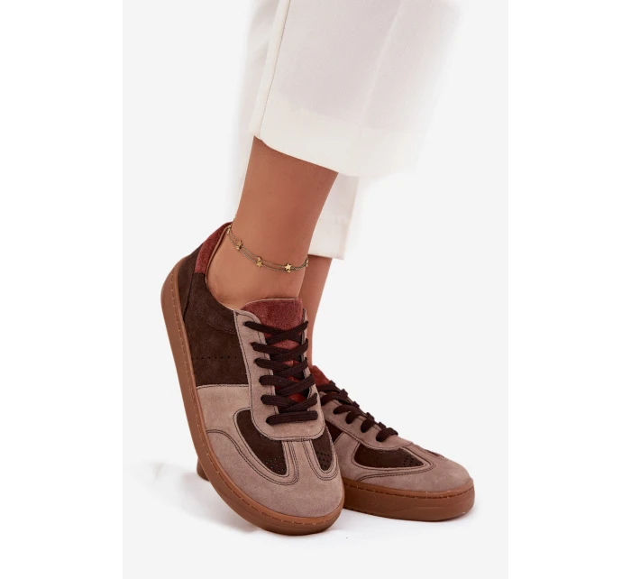 Skórzane Zamszowe Sneakersy Barefoot Damskie Zazoo N1277 Brązowe