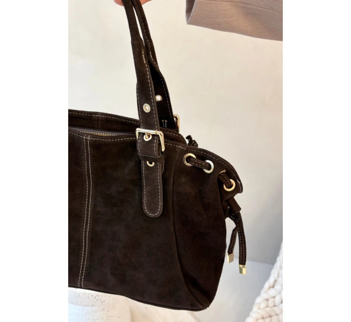 Dámska semišová kabelka Ovelia - čokoládová