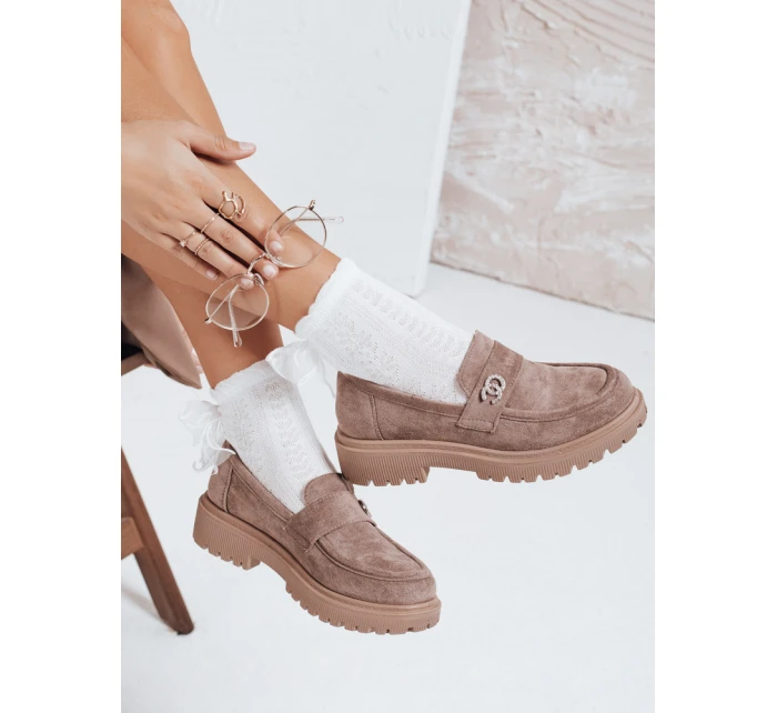 Dámské semišové béžové mokasíny Dstreet model 21992448 - FashionStreet