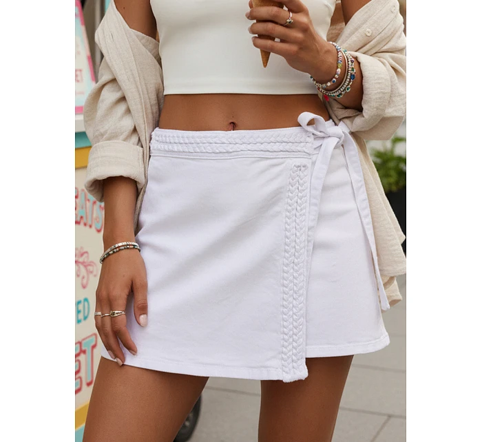 Dámska džínsová sukňa-šortky biela FashionStreet SY0500