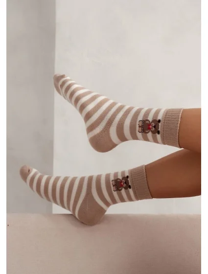 Milena Ponožky 0118-009 Pruhovaný medvedík Dámske froté 37-41