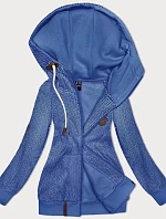 Otvorená mikina s kapucňou a malými srdiečkami modrá (2316)