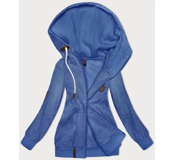 Světle modrá rozepínací mikina s kapucí a se vzorem model 21310406 - 6&8 Fashion