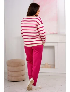 Svetr set Pruhovaná mikina + Kalhoty fuchsie