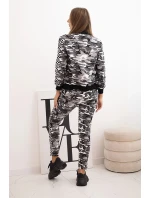 Dámska súprava s kapucňou s maskáčovou potlačou khaki + ecru