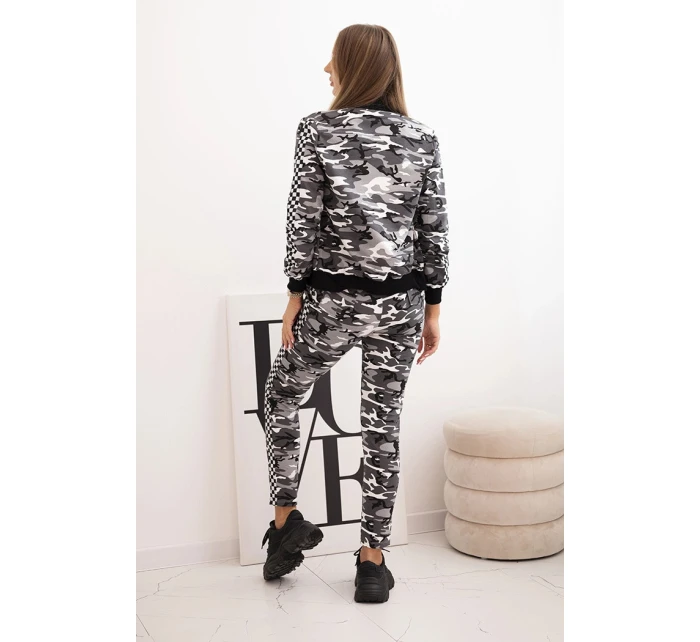Dámska súprava s kapucňou s maskáčovou potlačou khaki + ecru