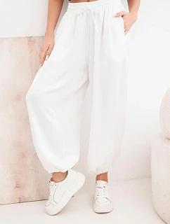 Dámske široké nohavice s elastickým pásom a viazaním v štýle Aladdin ecru