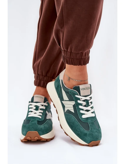 Dámské Sportovní Boty Z Semiše Na Platformě model 21686705 Zelené - VINCEZA