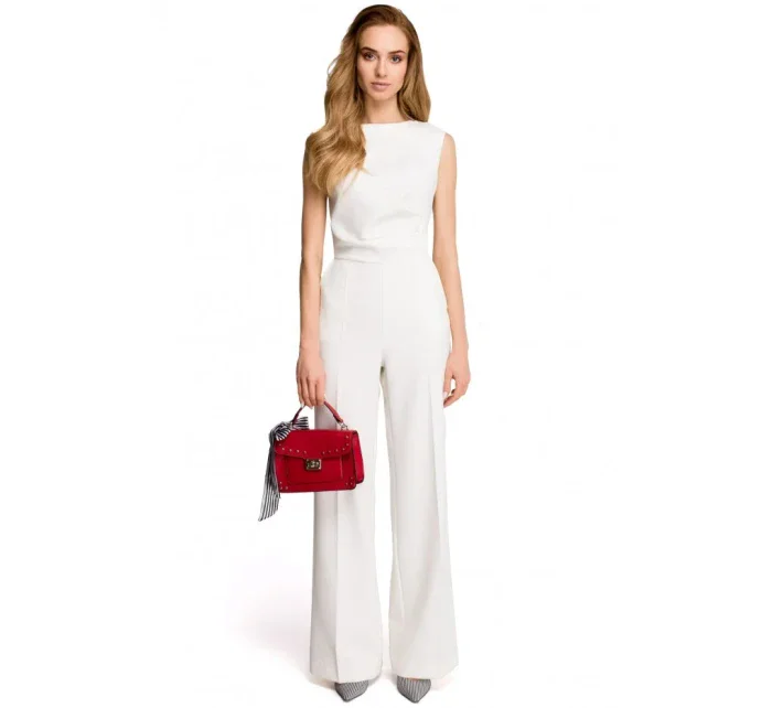 S115 Overal so širokými nohavicami - ecru S115 Overal so širokými nohavicami - ecru