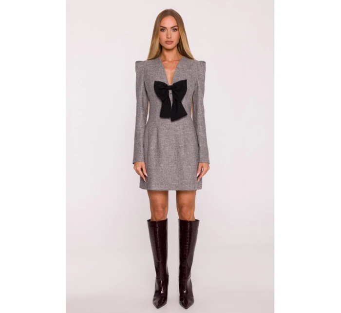 M869 Tvídové šaty s výstrihom do V - grafitové M869 Tvídové šaty s výstrihom do V - grafitové
