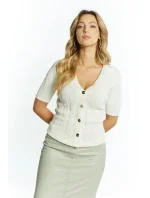 Dámsky sveter s krátkym rukávom SWE0620 White - Monnari