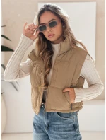 Dámská prošívaná tmavě béžová vesta Dstreet model 21991832 - FashionStreet Dámská prošívaná tmavě béžová vesta Dstreet model 21991832 - FashionStreet
