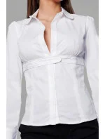 Bílá dámská košile se pro zapínání ve výstřihu model 18406802 - S&G Collection