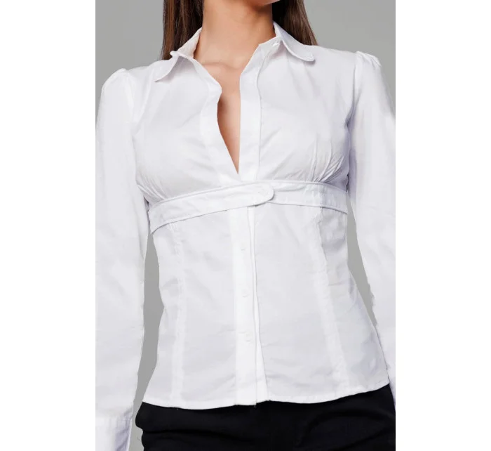 Bílá dámská košile se pro zapínání ve výstřihu model 18406802 - S&G Collection