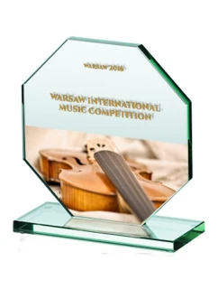 Trofeum szklane z nadrukiem kolorowym LuxorJet grawerowane  farbą model 21829092