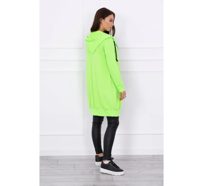 Šaty s kapucí, mikina zelená neonová