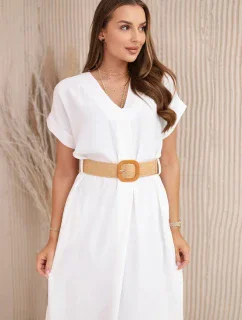 Šaty s ozdobným opaskom Šedá a biela