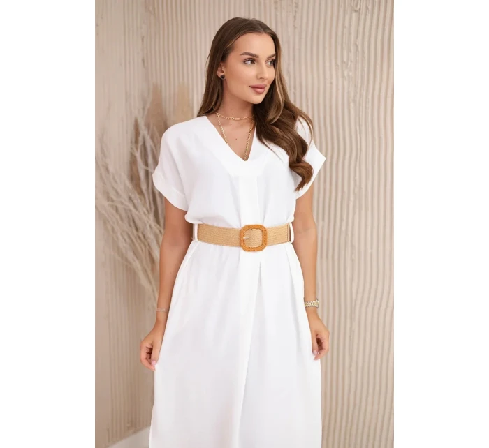 Šaty s ozdobným opaskom Šedá a biela