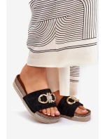 Dámské Pantofle Na Platformě S A Zlatou Dekorací Černé model 21689964 - Boto